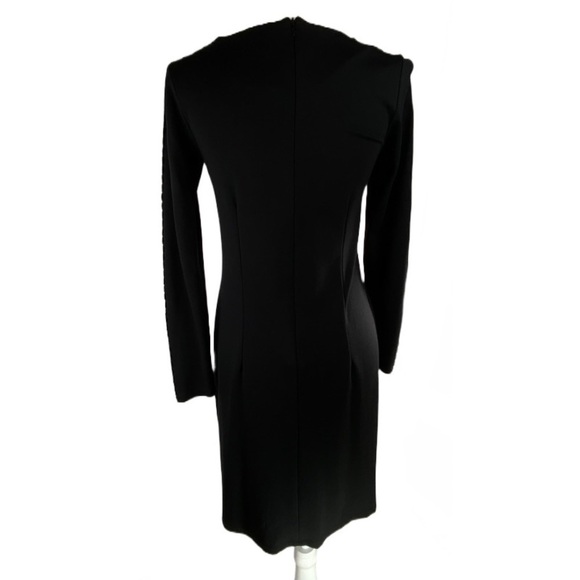 Nina Leonard Black Sheath Dress Size Small Gold Embellished Detail Long Sleeves - Picture 2 of 11